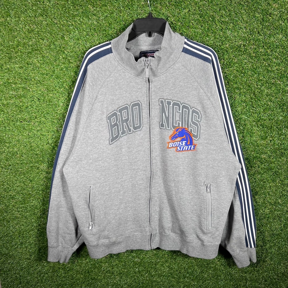 Jansport Boise State Broncos Track Jacket Full Zip Sweatshirt Mens XL Gray‎